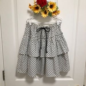 NWOT - Black & White Polka Dot Multi-Ruffle Skirt